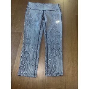 Nike Leggings Womens Medium Blue Striped Activewear Running Gym Lift